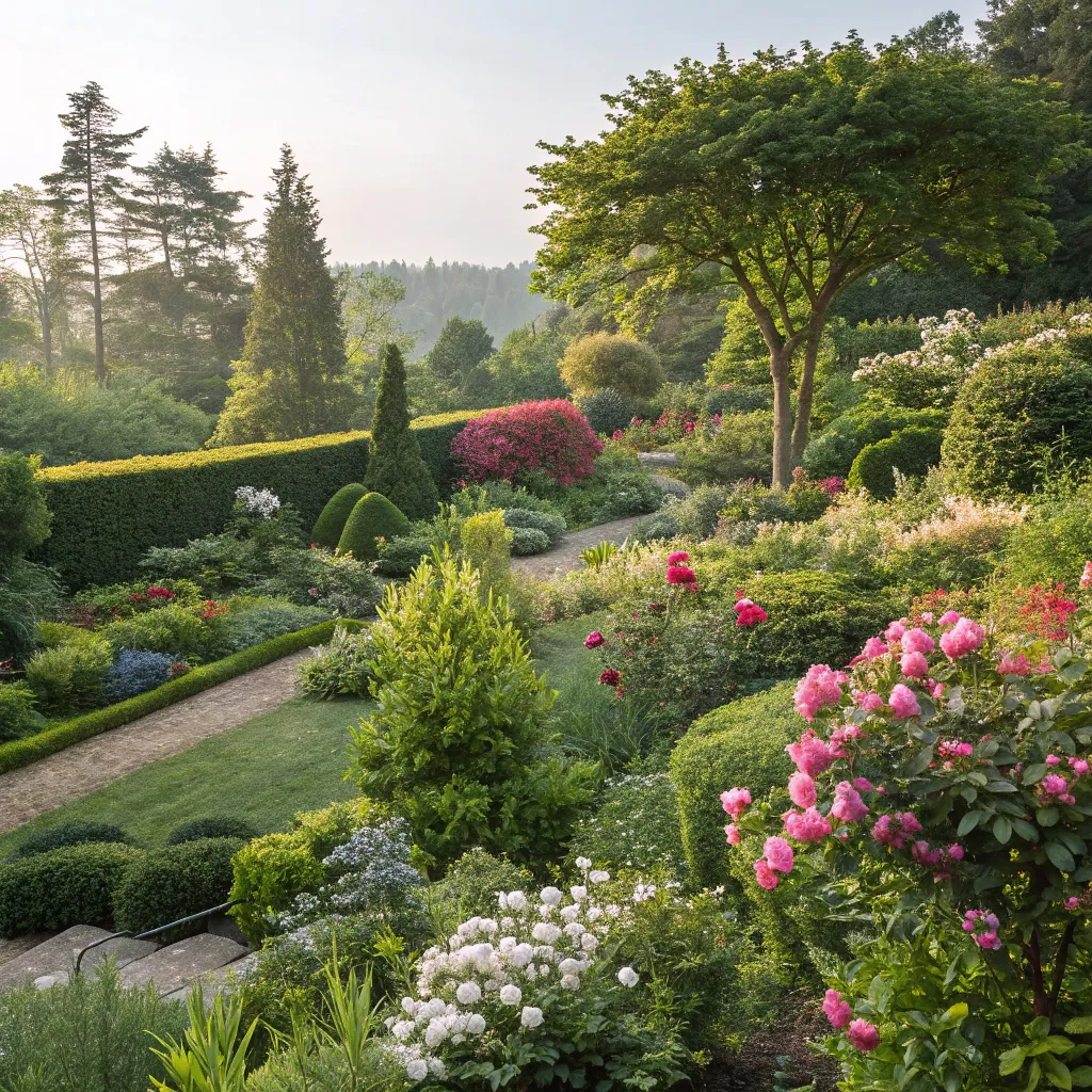 Lush garden with various plants